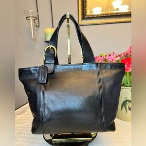 COACH Vintage Black All Leather Tote Satchel Bag